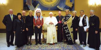 Pope Benedict XVI with a delegation in 2009 from the Assembly of First Nations
