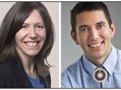 Headshots of two lawyers. A woman named Bridget Gilbride and a man named Kris Statnyk.