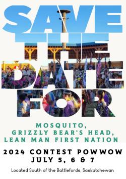 Mosquito, Grizzly Bear's Head, Lean Man Contest Powwow poster