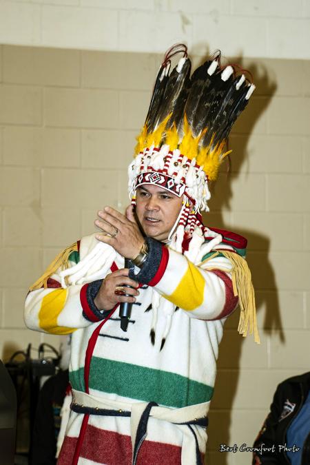 Chief Ouray Crowfoot addresses gathering