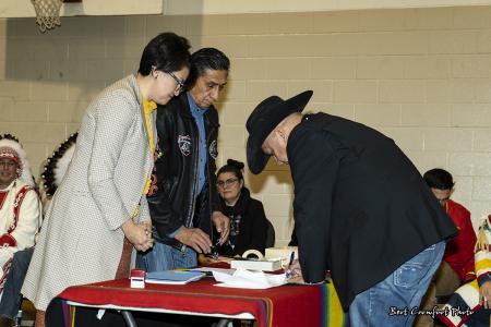 Councillor Armond Duck Chief signs official documents