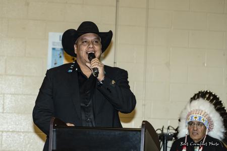 Councillor Armond Duck Chief addresses the gathering